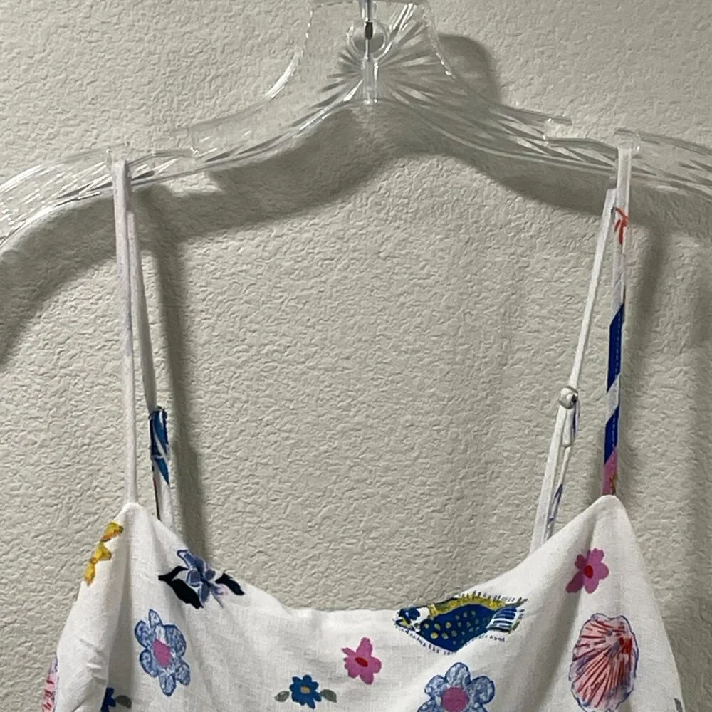 ANTHROPOLOGIE +Label of Love "Portofino" Maxi Sundress Floral White/Blue Women M - Picture 8 of 13